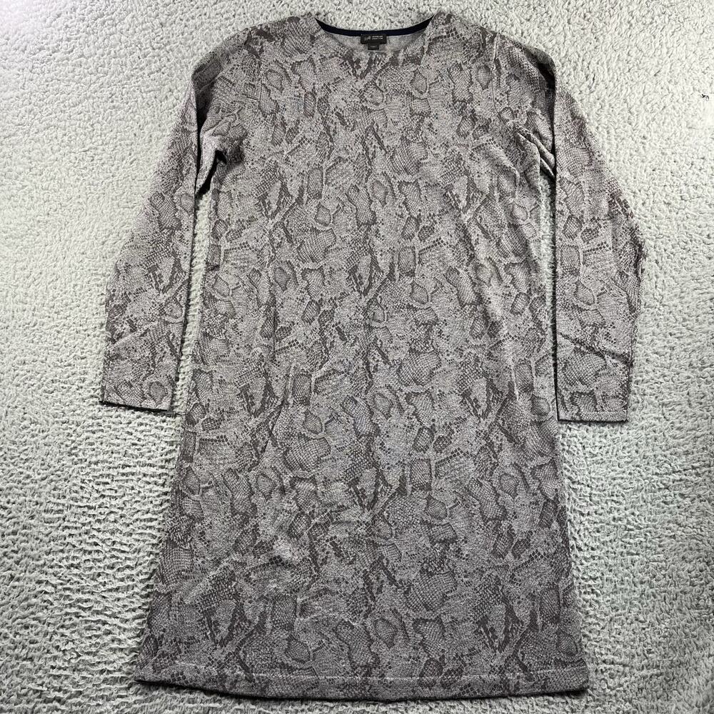 J. Jill Wearever Collection Sweater Dress Womens Small Gray Snake Skin Print NEW